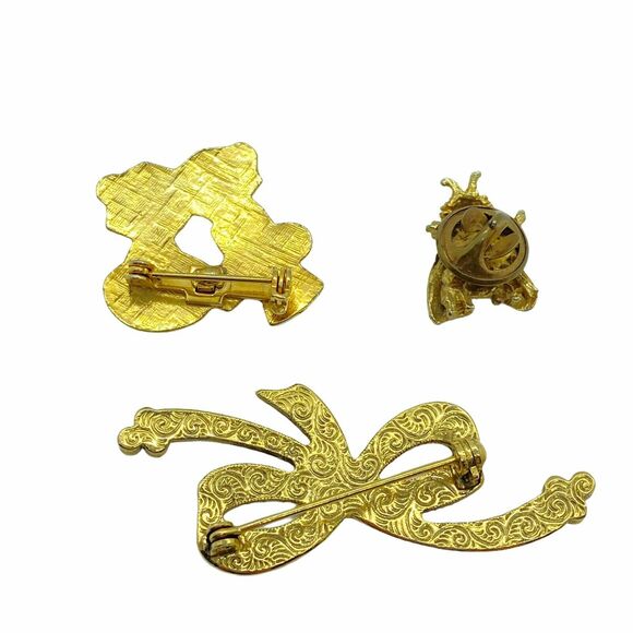 Vintage Gold Tone C-Clasp Assorted Pin Set Of 3 - Picture 2 of 8